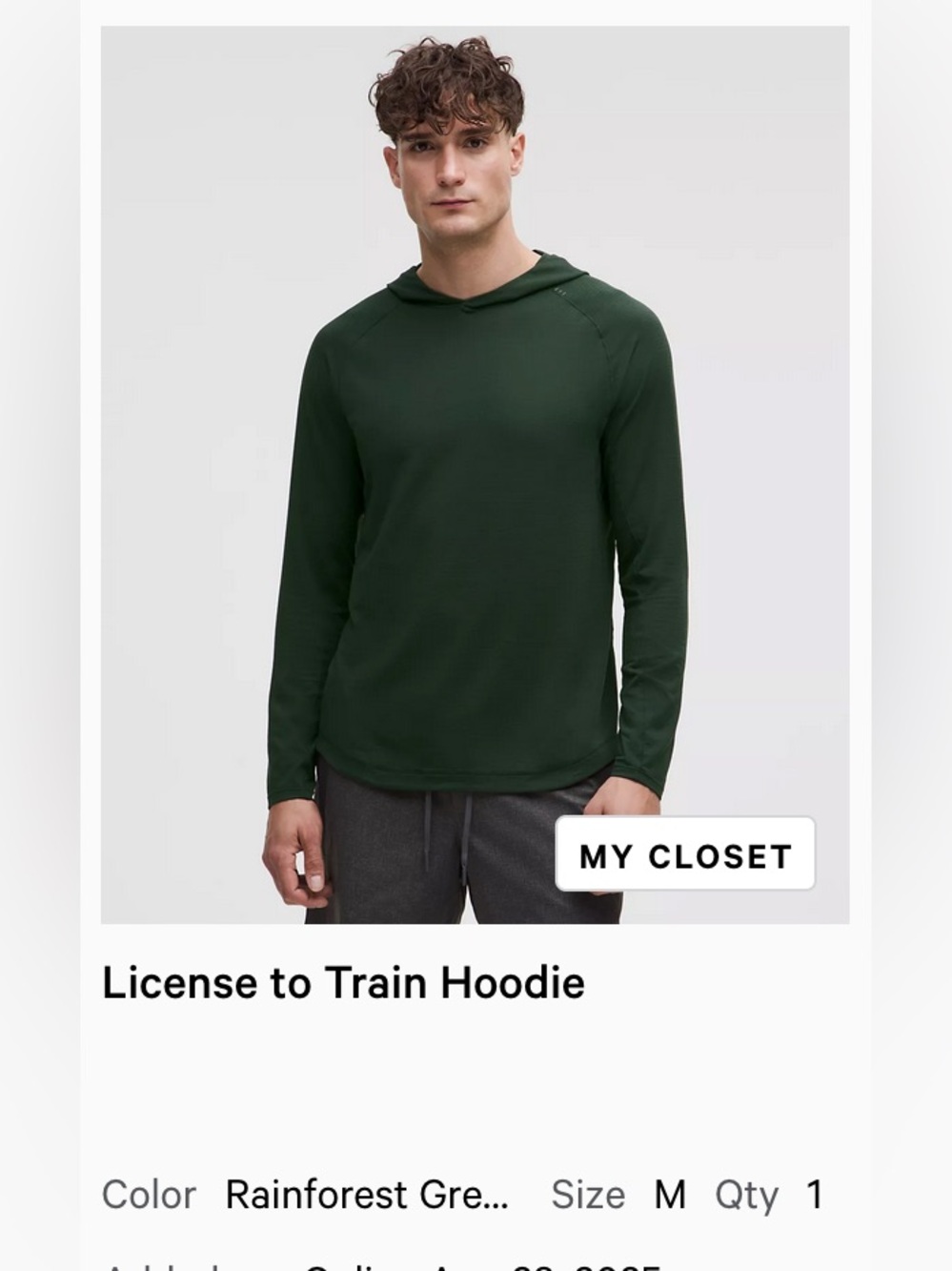 Lululemon men license to train hoodie medium in rainforest green